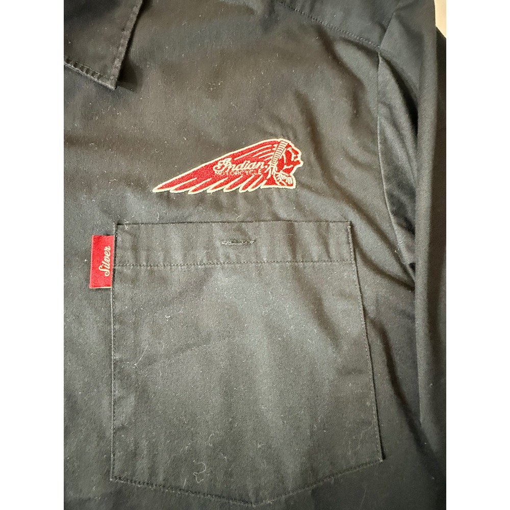 Indian Motorcycle Work Shirt Mens Size XL Black  Embroidered Logo Button Up - Picture 4 of 15